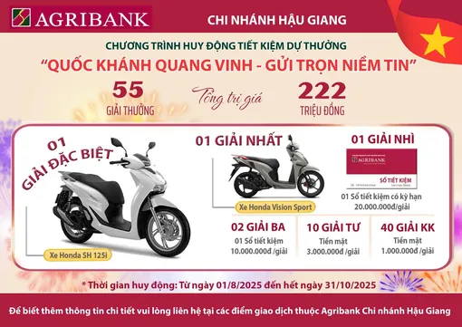 Agribank Chi nhánh Hậu Giang tri ân khách hàng với chương trình "Quốc khánh quang vinh - Gửi trọn niềm tin" Agribank Chi nhánh Hậu Giang tri ân khách hàng với chương trình "Quốc khánh quang vinh - Gửi trọn niềm tin"