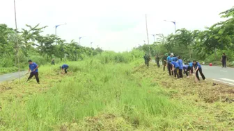 Phát quang cây cỏ và dựng cột cờ trên tuyến đường Lê Phước Thọ Phát quang cây cỏ và dựng cột cờ trên tuyến đường Lê Phước Thọ